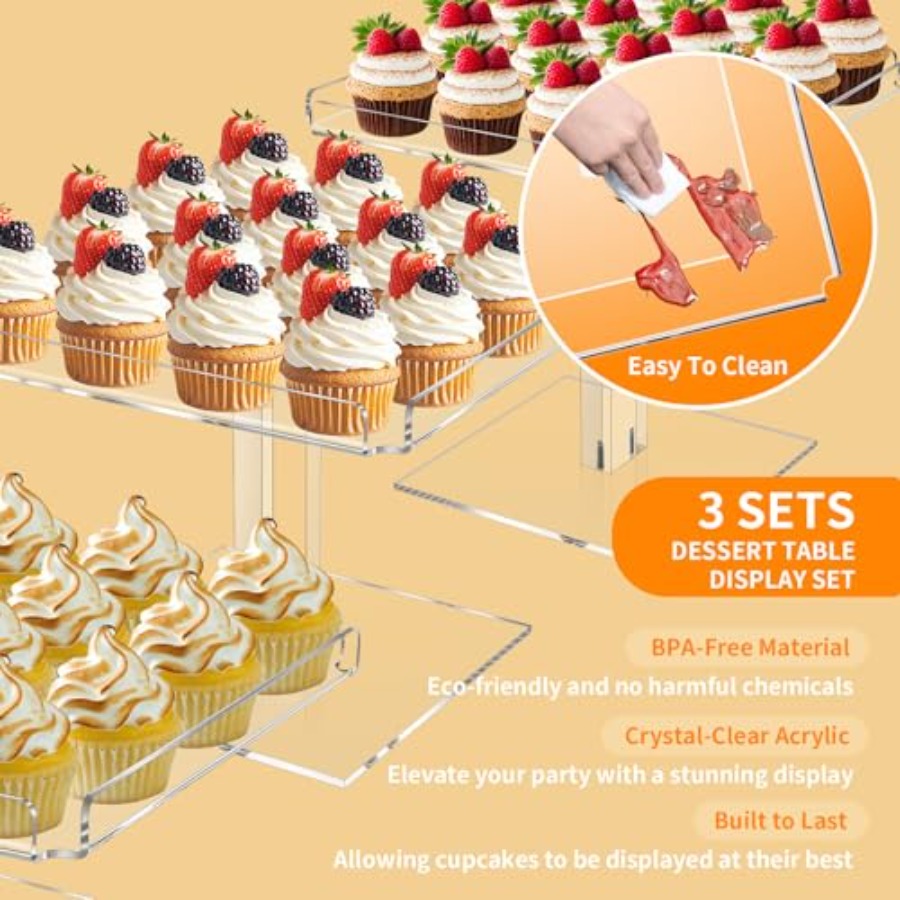 3 Tiered Serving Tray Set for  - Display Risers Set avis et prix