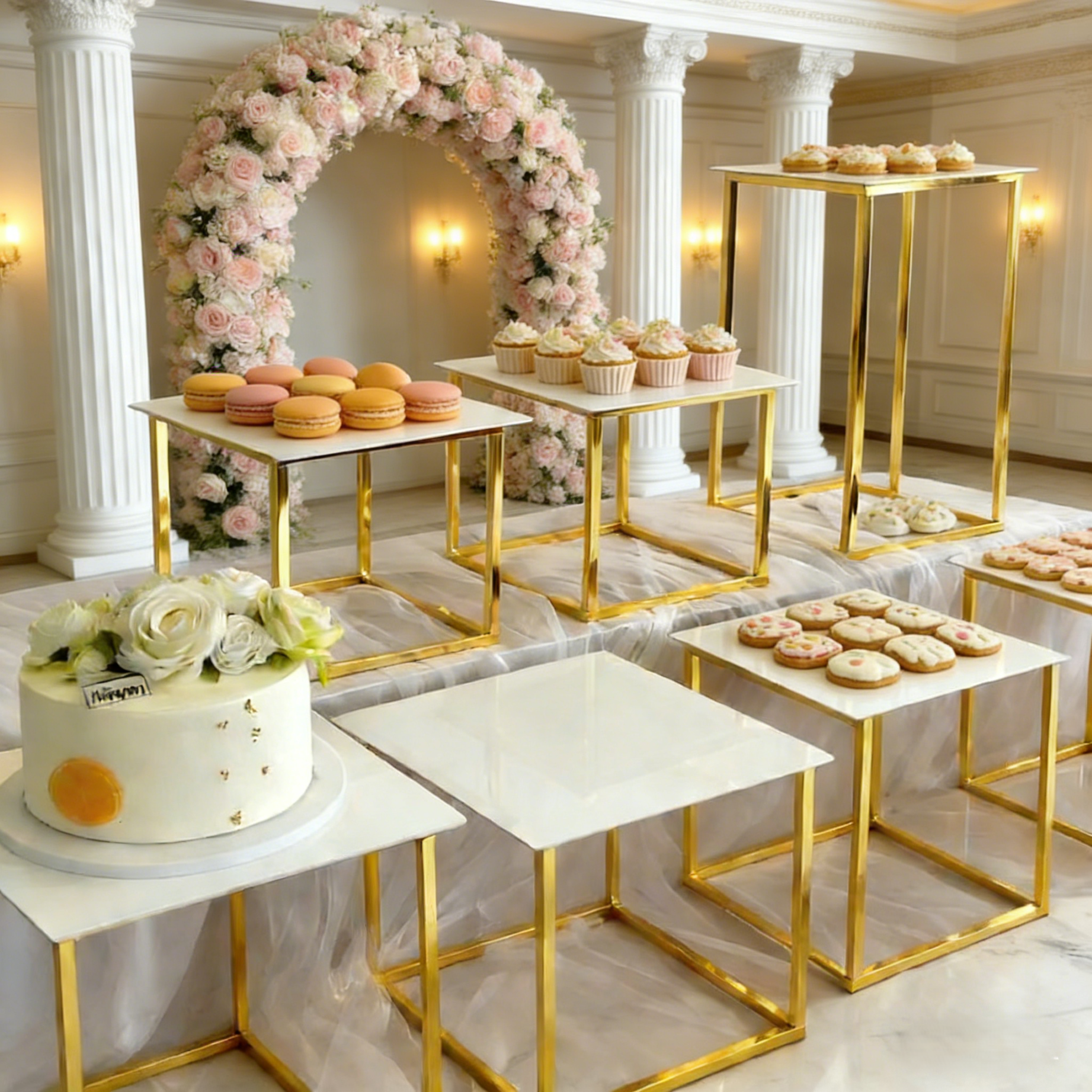 12-20 PCS Luxury Gold Frame Wh - Display Risers Set avis et prix