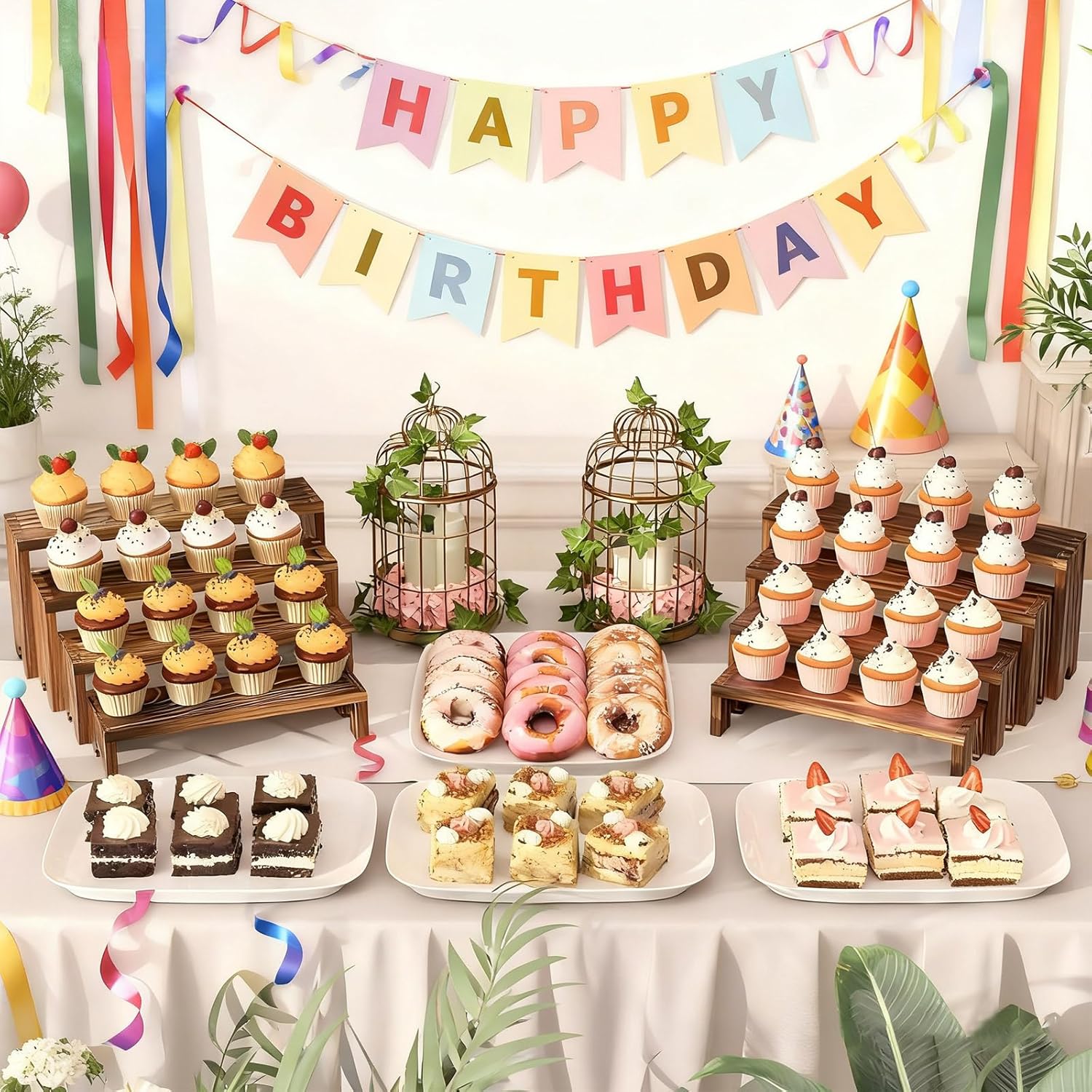 2 Tier Wooden Cupcake Stand Se - Display Risers Set avis et prix