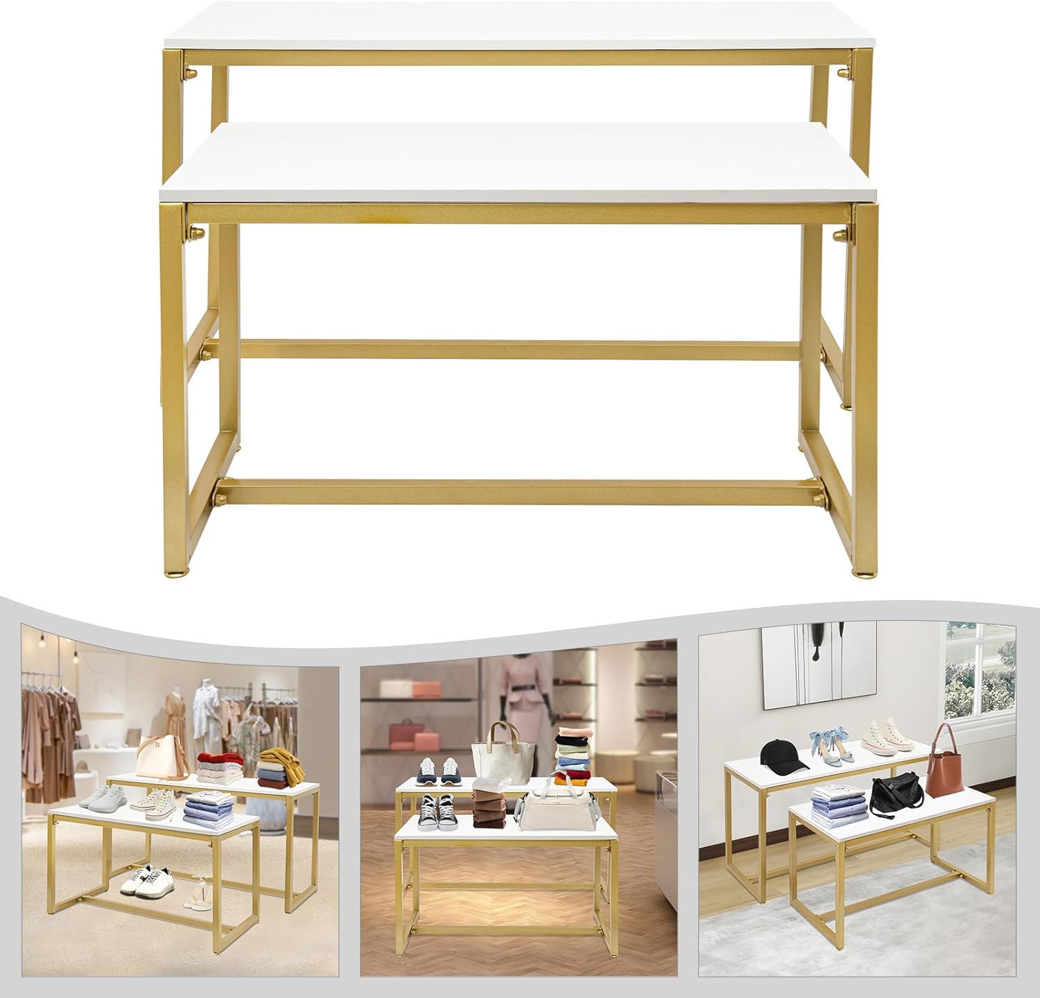 2-Piece Set Gold Modern Nestin - Display Risers Set avis et prix