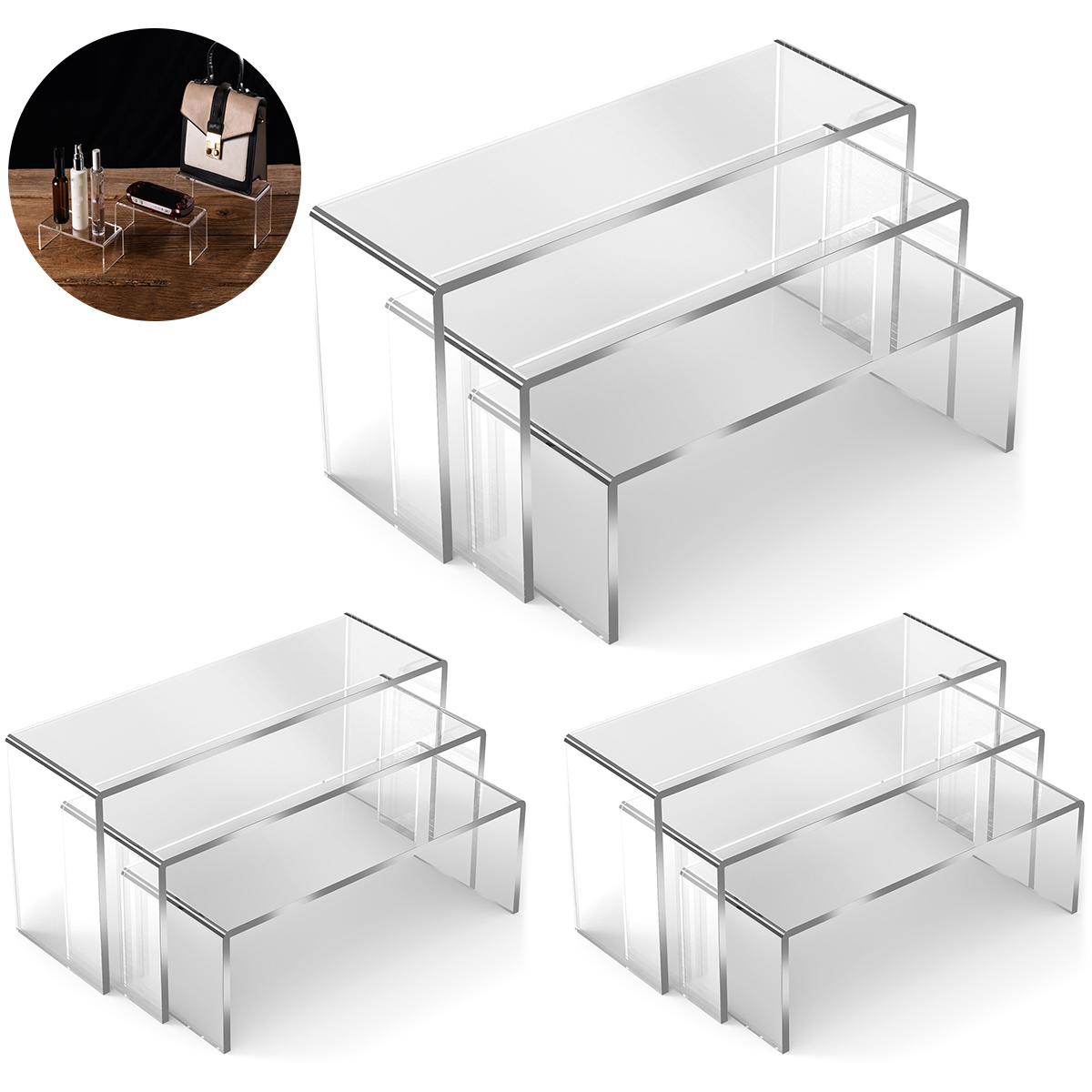 3/6/9Pcs Acrylic Display Stand - Display Risers Set avis et prix