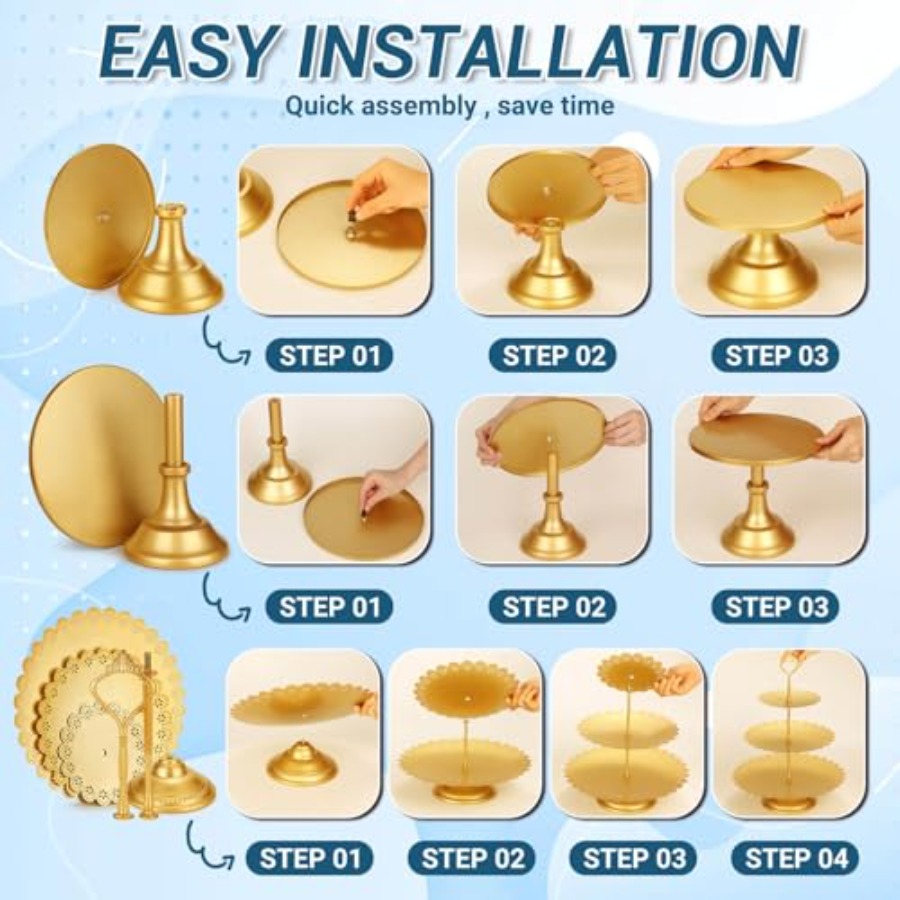 Metal Gold Dessert Table Displ - Display Risers Set avis et prix